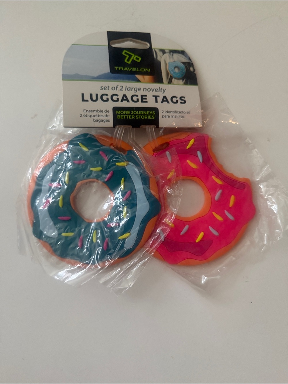 Travelon Donut Luggage Tags - Teal & Hot Pink